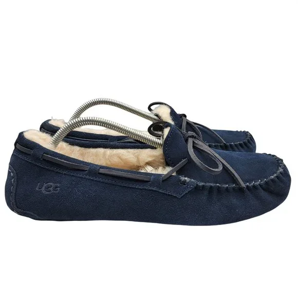 UGG Australia Olsen Suede Moccasins Blue Navy Lined Loafers Men’s 10 1003390
